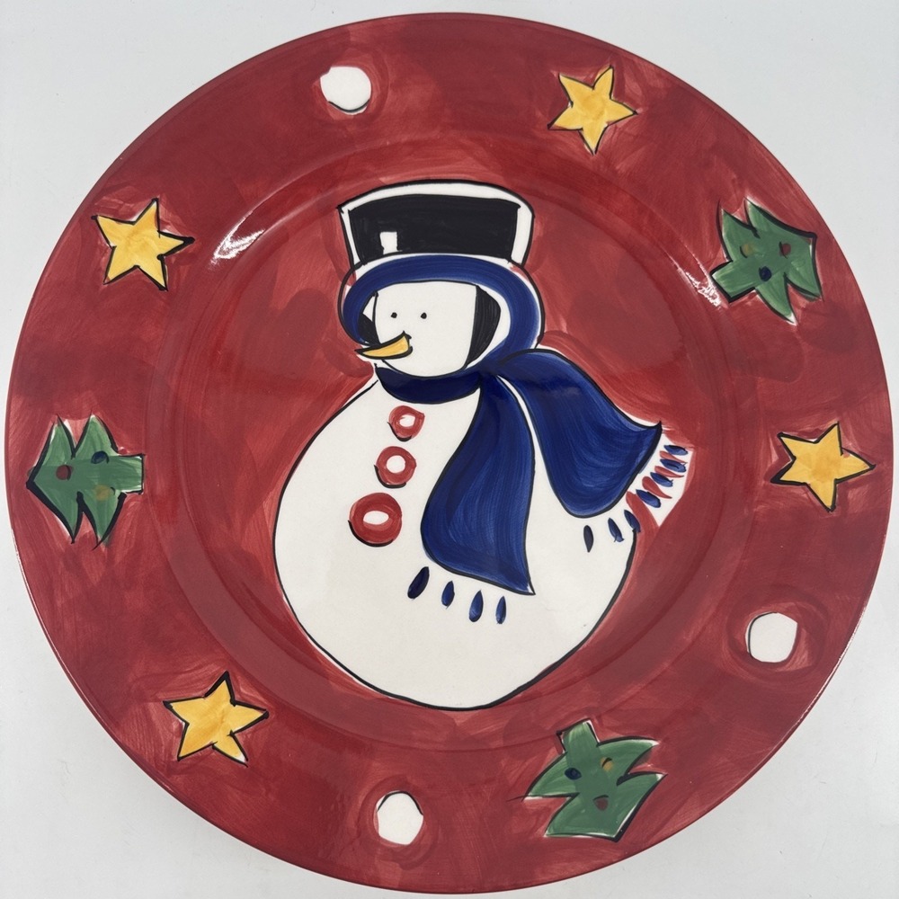 Snowman Cookie Serving Plate 12.5" Diameter The‎ Rose Company Holiday Christmas